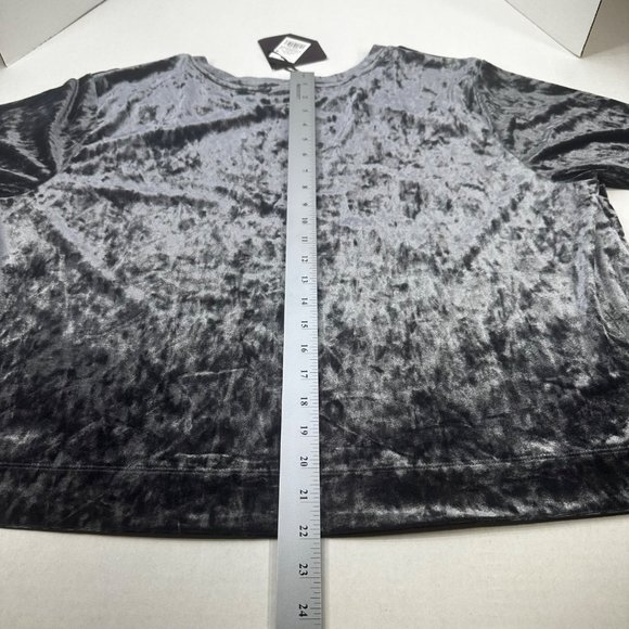 Ava And Viv Women's Size 2X Top Casual Velvet Cropped Black New With Tags - Picture 13 of 13